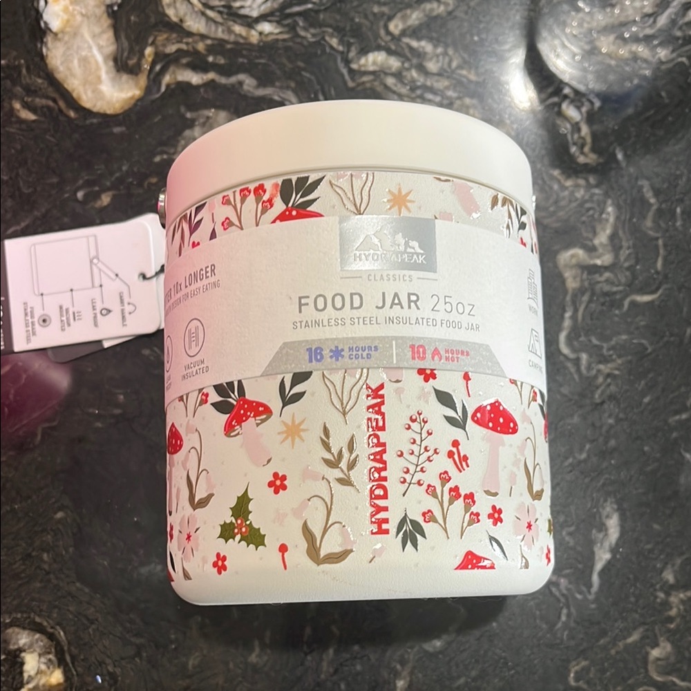 White and Red Insulated Food Jar